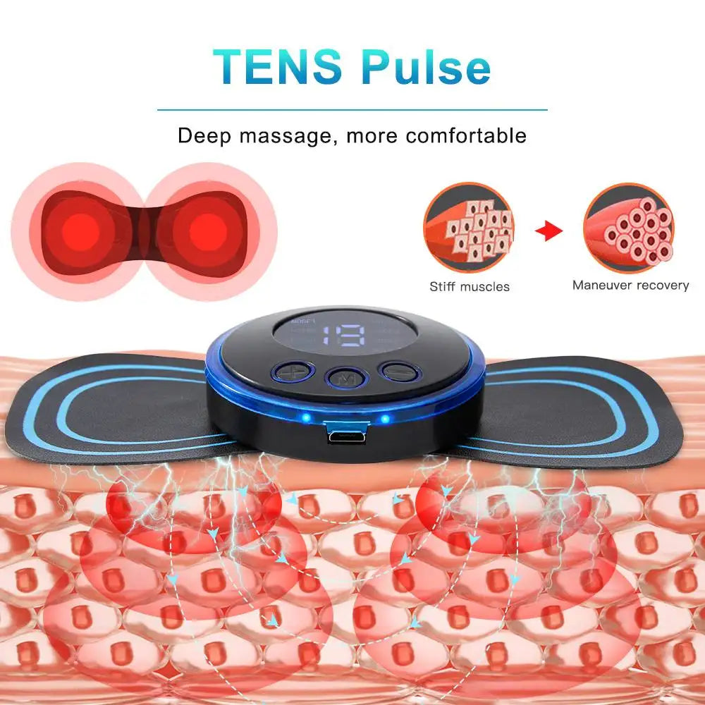 Rechargeable EMS Pulse Massager with Magnetic Therapy – 8 Modes, 19 Levels, Digital Display & Remote Control