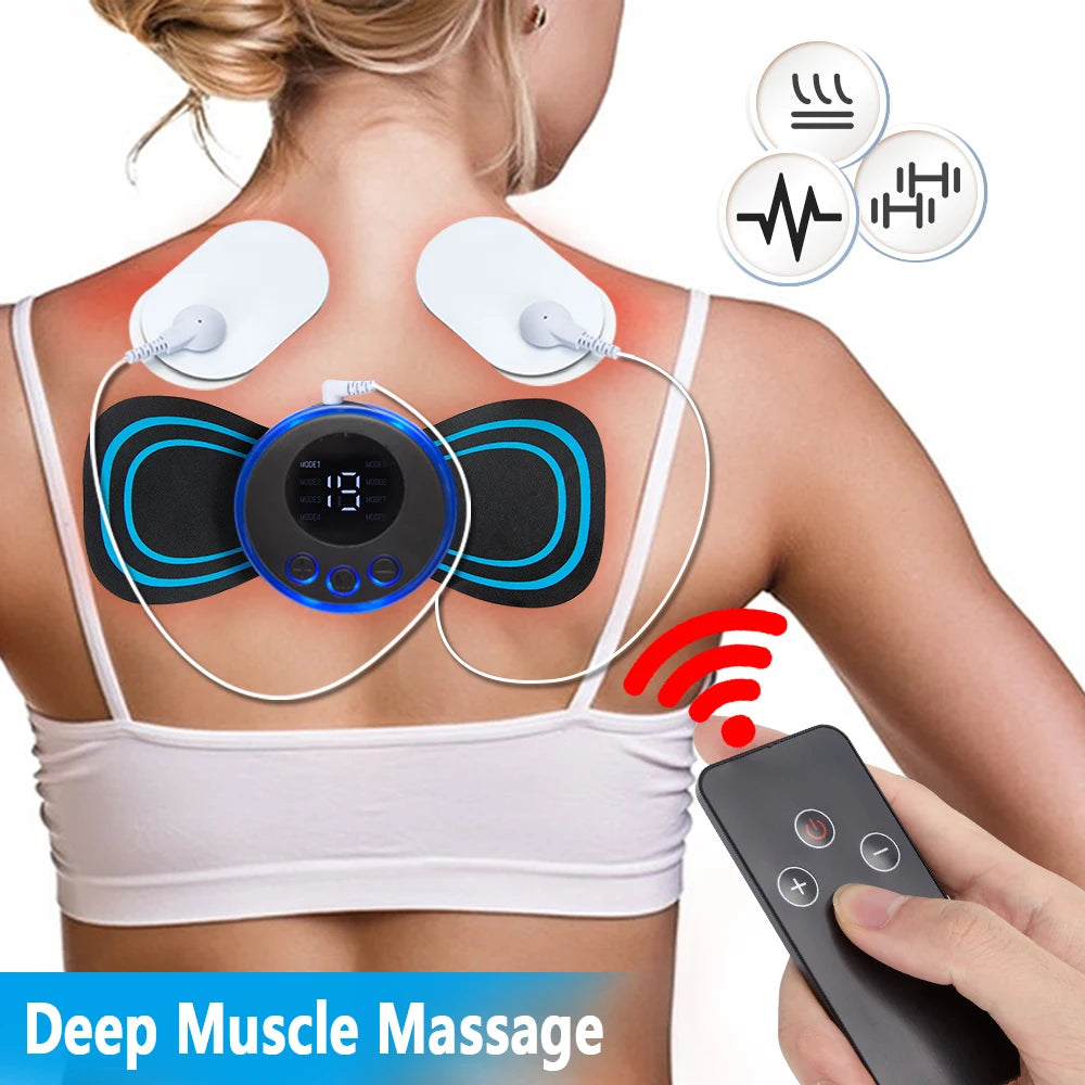 Rechargeable EMS Pulse Massager with Magnetic Therapy – 8 Modes, 19 Levels, Digital Display & Remote Control