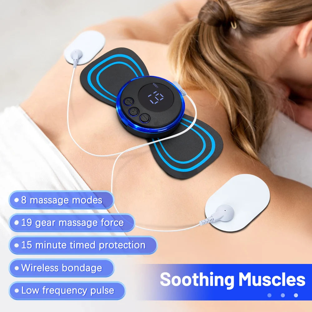 Rechargeable EMS Pulse Massager with Magnetic Therapy – 8 Modes, 19 Levels, Digital Display & Remote Control