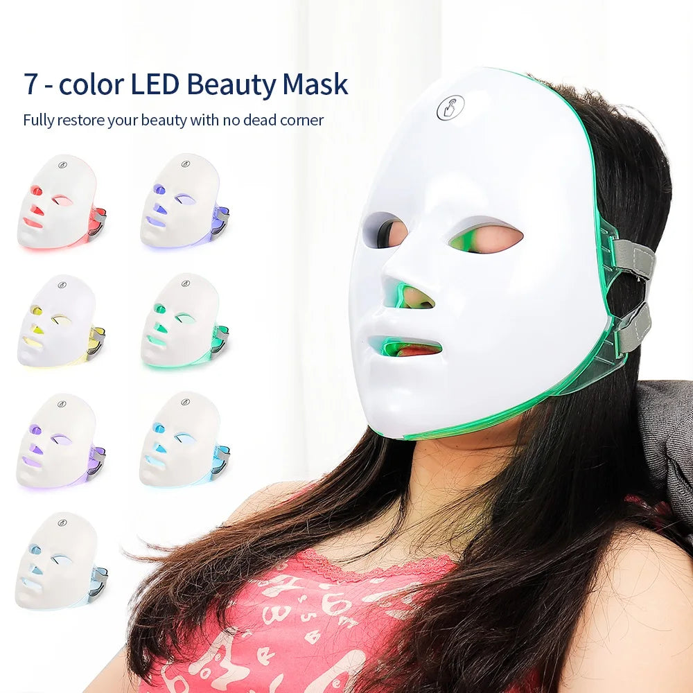 7-Color LED Face & Neck Mask – Skin Rejuvenation, Anti-Aging, Acne Removal & Collagen Boost