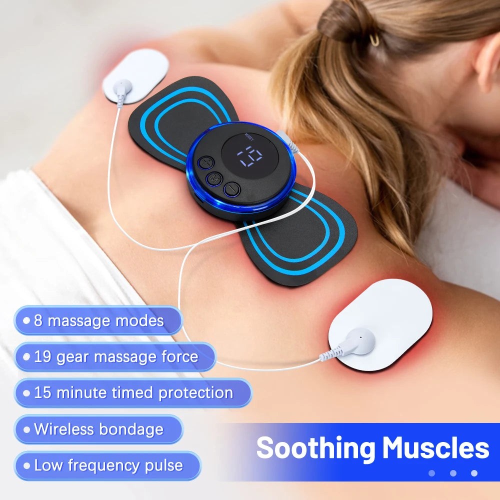 Rechargeable EMS Pulse Massager with Magnetic Therapy – 8 Modes, 19 Levels, Digital Display & Remote Control