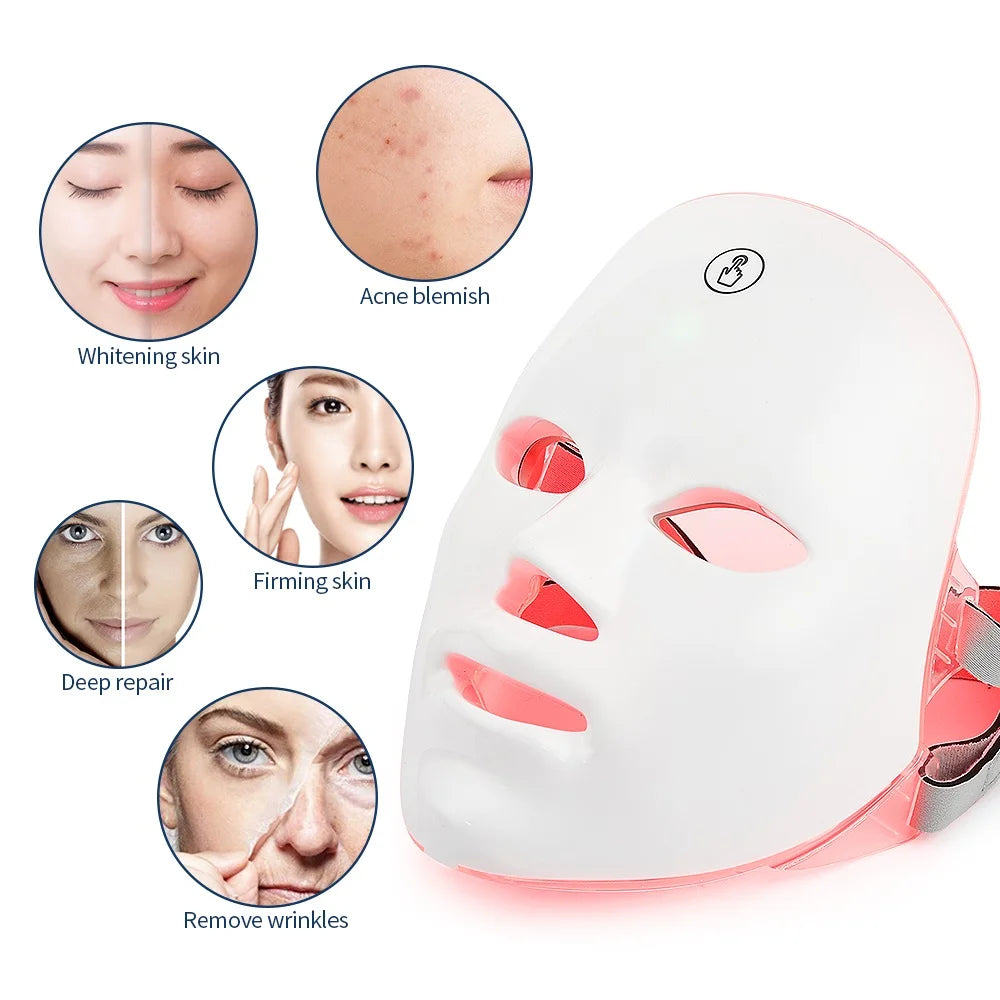 7-Color LED Face & Neck Mask – Skin Rejuvenation, Anti-Aging, Acne Removal & Collagen Boost