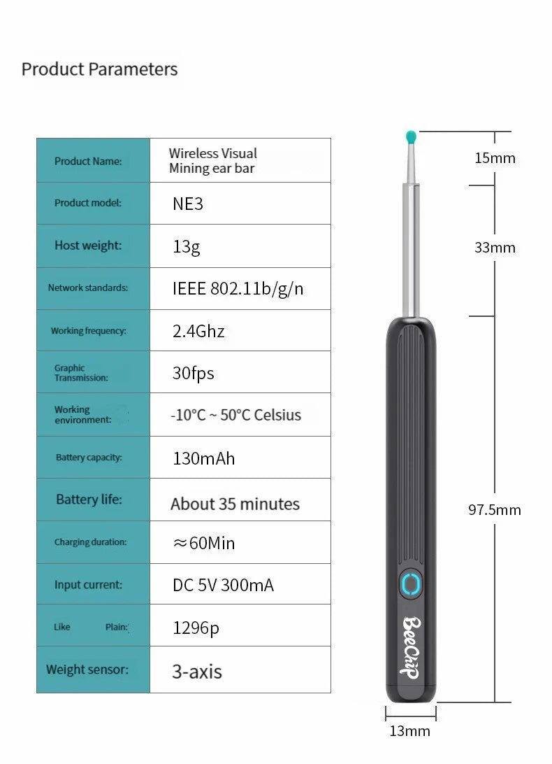 Wireless WiFi Ear Pick Otoscope Camera Borescope Luminous Ear Wax Cleaning Teeth Oral Inspection Health Care Ear Cleaner