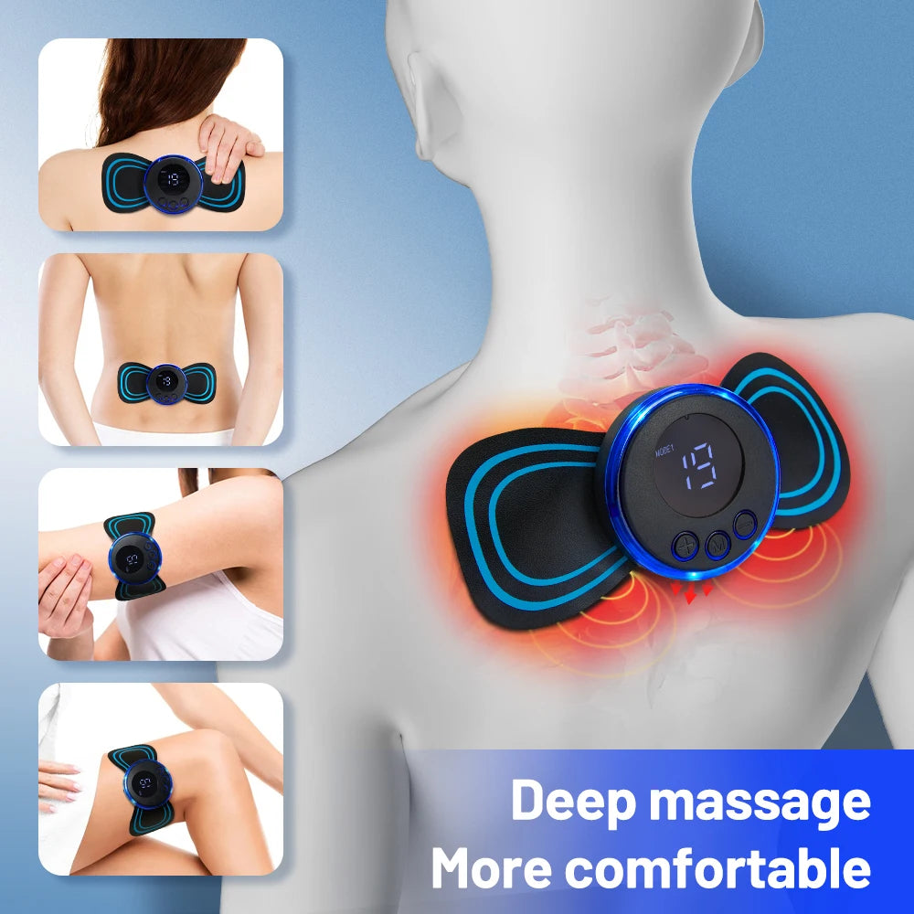 Rechargeable EMS Pulse Massager with Magnetic Therapy – 8 Modes, 19 Levels, Digital Display & Remote Control